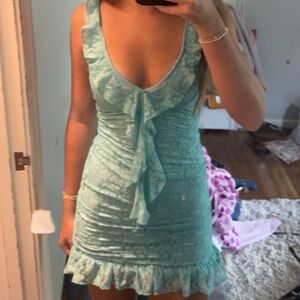 White Fox Boutique Aqua Lace Mini Dress